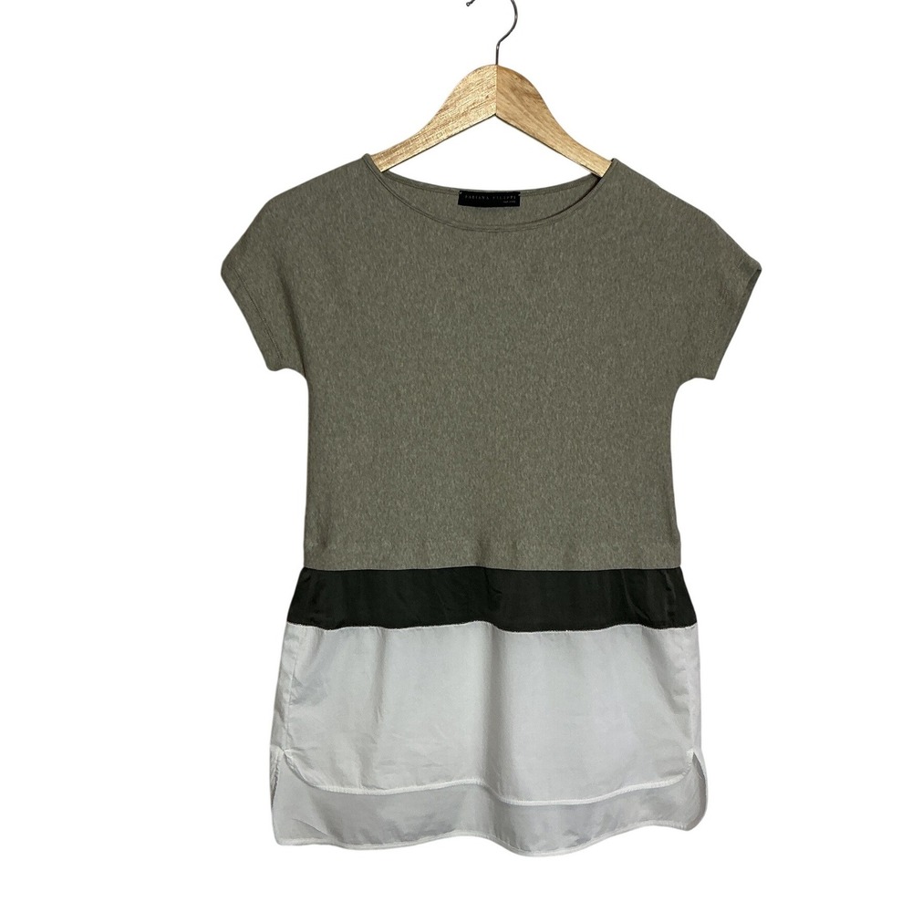 Fabiana Filippi XS Bead-embellished Mixed Media Pullover Top Beige White Luxury